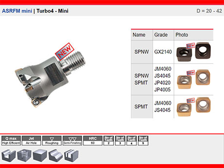 ASRFM-Mini| Turbo4 - Mini Y�ksek Performansl� Kaba Tala� Freze| Vidal� Model D = 20 - 42