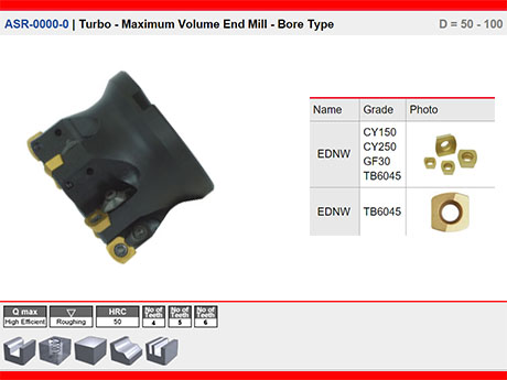 ASR-0000-0  Turbo Yksek Tala Kaba Frezeleme Malafa Model D = 50 - 100
